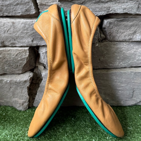 TIEKS By Gavrieli Camel Leather Ballet Flats Women's Shoes - Picture 6 of 12